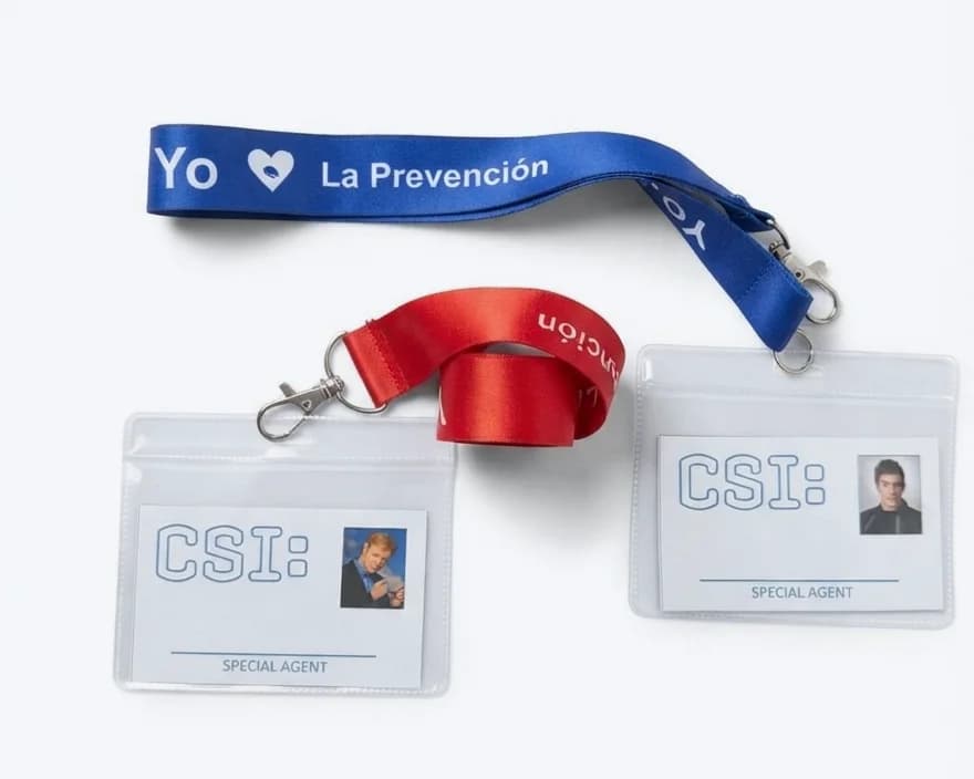 Credenciales de investigador con cordones para el caso de investigación de accidentes